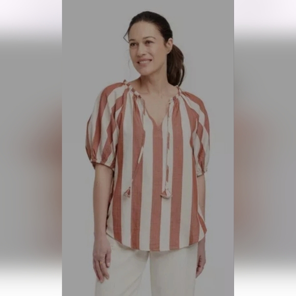 Knox Rose Tops - Knox Rose Striped Puff Sleeve Blouse